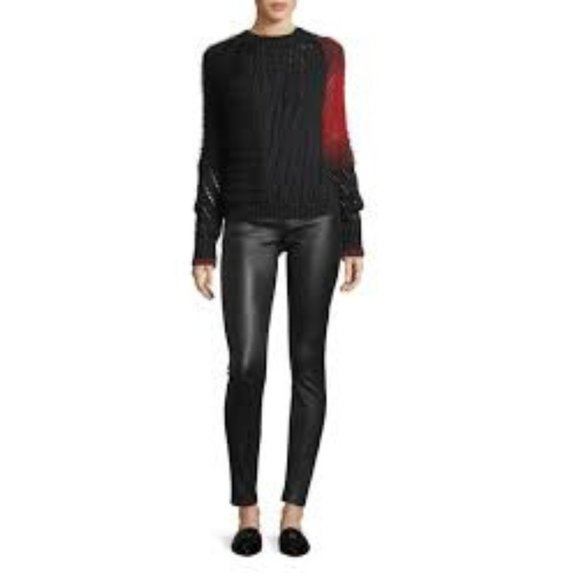 Helmut Lang Black & Red Cable Knit Wool Sweater - Picture 4 of 6